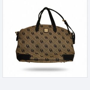 Vintage Dooney& Bourke Tan & Black Signature Gabriella Satchel Logo Shoulder Bag